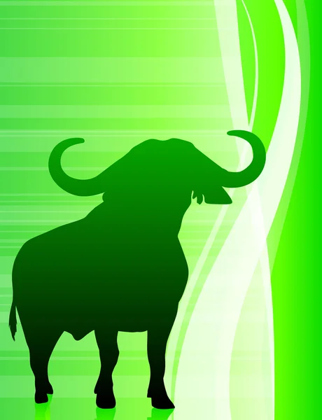 Bull on abstract green background — Stock Vector