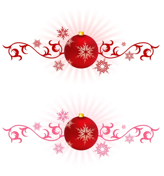 Sfondo vacanza con ornamento natalizio e fiocchi di neve — Vettoriale Stock