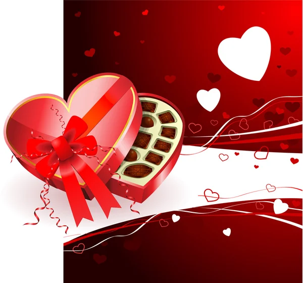 Boîte de chocolat noir Valentine's Day fond design — Image vectorielle