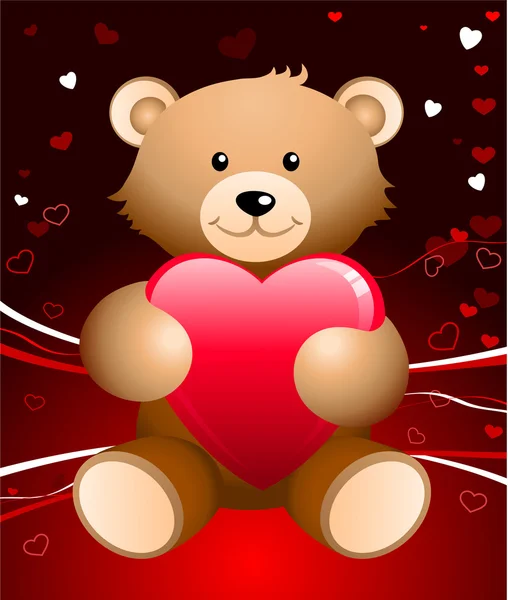 Teddy urso romântico Dia dos Namorados design de fundo — Vetor de Stock