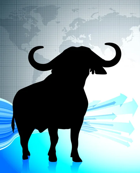 Bull on world map background — Stock Vector