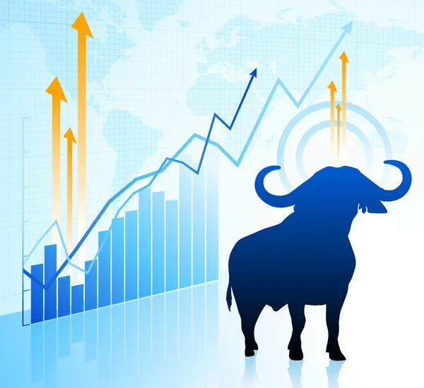 Byk na tle rynku światowego — Wektor stockowy