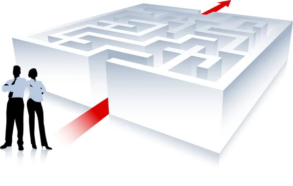 Équipe d'affaires en arrière-plan avec labyrinthe — Image vectorielle