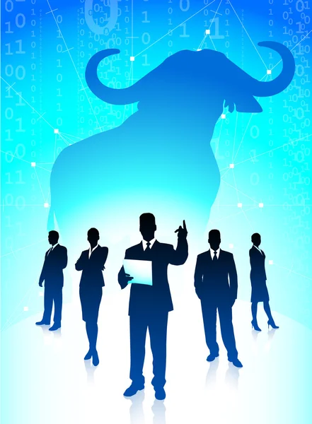 Bull markt concept met binaire code — Stockvector
