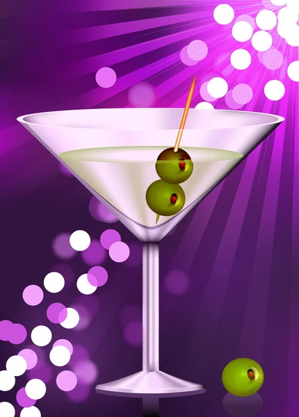 Martini glass with olives — Stock Vector