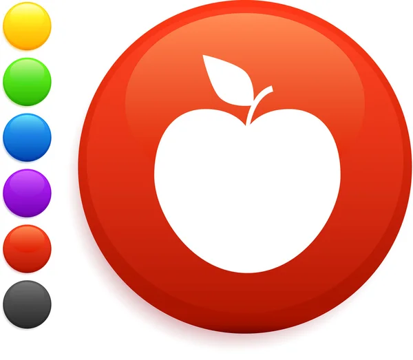 Ícone de maçã no botão redondo internet — Vetor de Stock