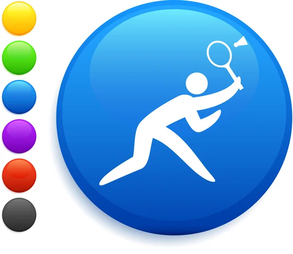Badminton ikonen på runda internet-knappen — Stock vektor