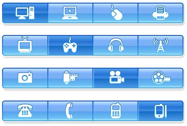Iconos de tecnología de barra azul — Archivo Imágenes Vectoriales