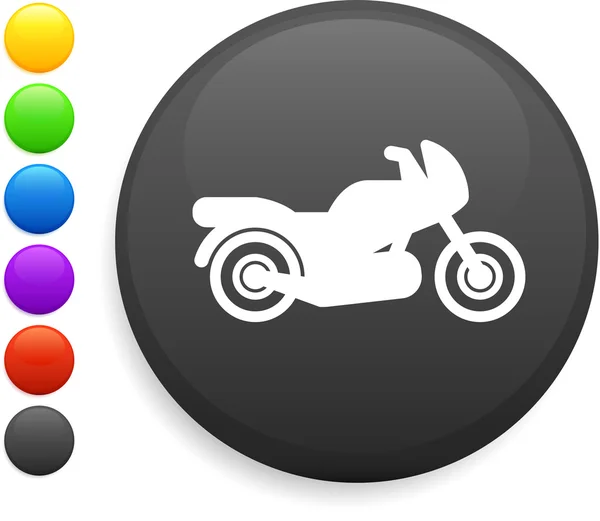 Motorcycle icon on round internet button — Stock Vector