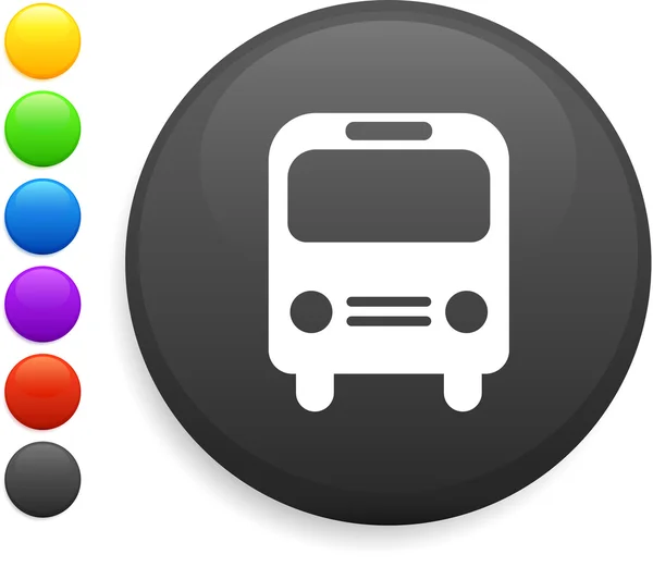 Λεωφορείο εικονίδιο στο στρογγυλό κουμπί internet — Διανυσματικό Αρχείο