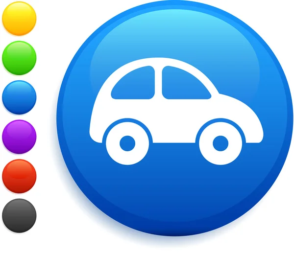 Bil ikonen på runda internet-knappen — Stock vektor