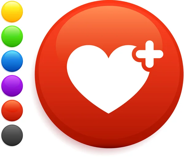 Heart icon on round internet button — Stock Vector
