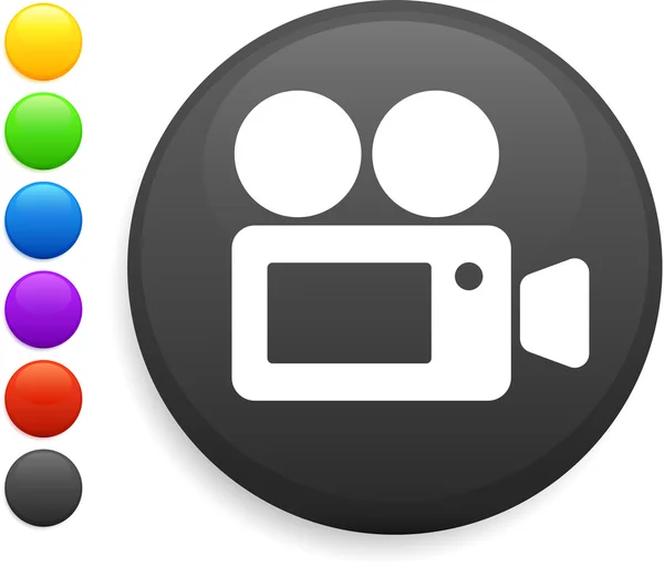 Film camera icon on round internet button — Stock Vector