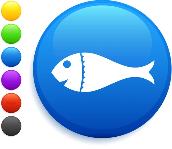 Yuvarlak internet düğme simgesine balık — Stok Vektör