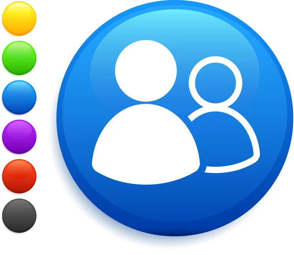 Icono del grupo de usuarios en el botón redondo de Internet — Archivo Imágenes Vectoriales