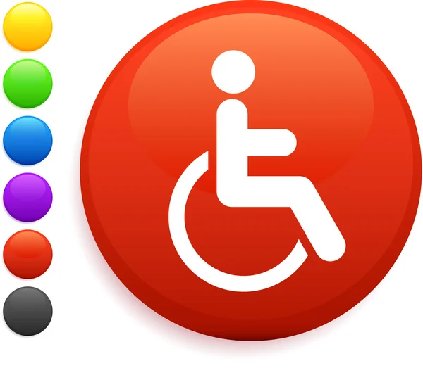 Ícone de cadeira de rodas no botão redondo internet —  Vetores de Stock