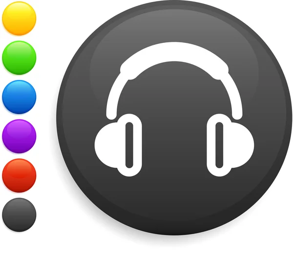 Headphone icon on round internet button — Stock Vector