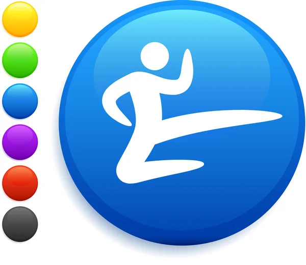 Icono de karate en el botón redondo de Internet — Vector de stock