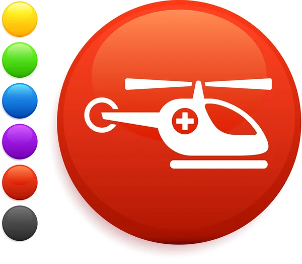 Icono del helicóptero en el botón redondo de Internet — Vector de stock