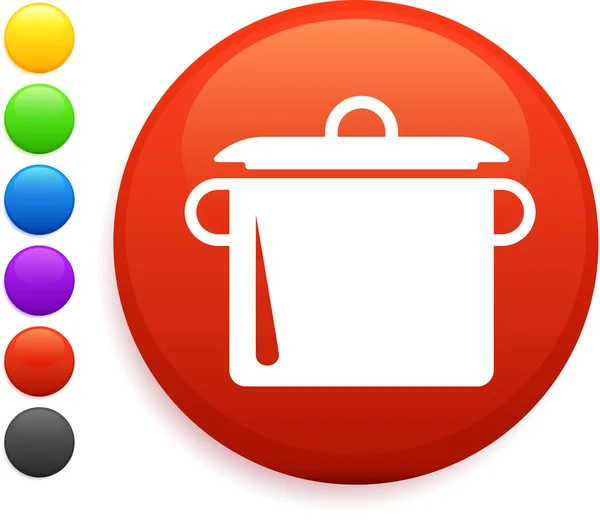 Boiling pot icon on round internet button — Stock Vector