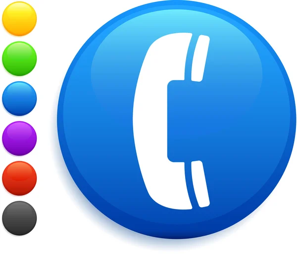 Icono del teléfono en el botón redondo de Internet — Vector de stock