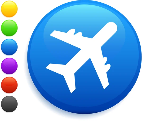 Plane icon on round internet button — Stock Vector