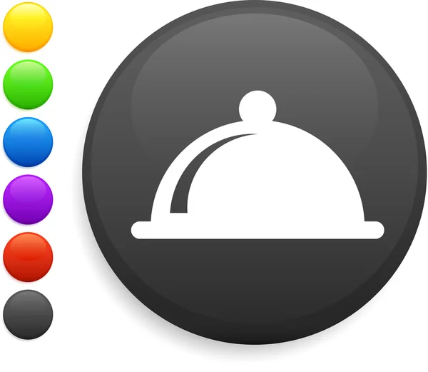 Večeře talíř ikona na kulaté tlačítko internet — Stockový vektor