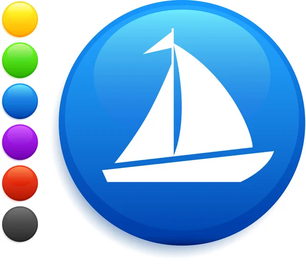 Sail icon on round internet button — Stock Vector