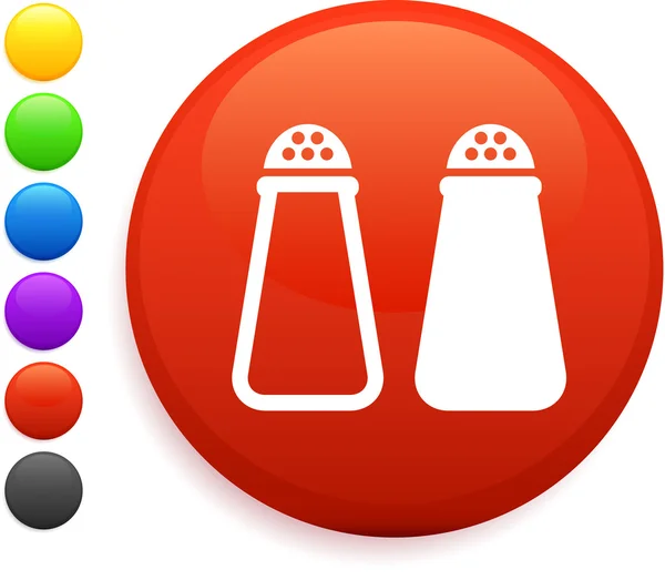 Icona di sale e pepe sul pulsante internet rotondo — Vettoriale Stock