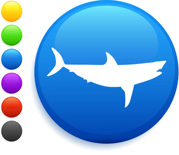 Shark icon on round internet button — Stock Vector