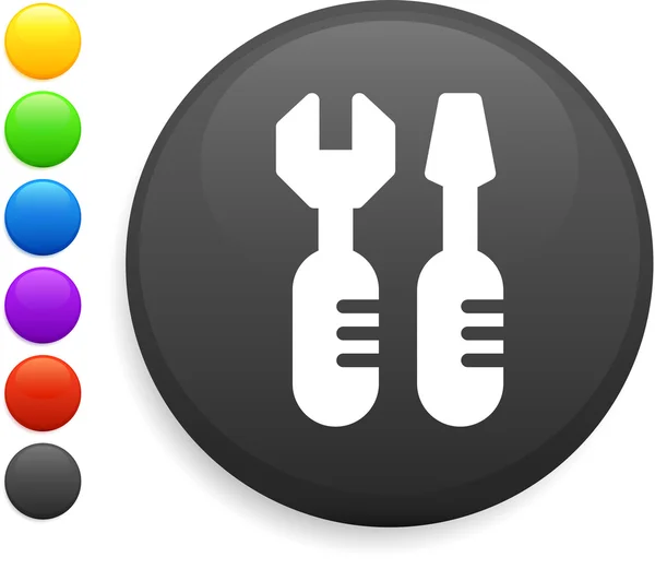 Werkzeug-Symbol auf rundem Internet-Knopf — Stockvektor