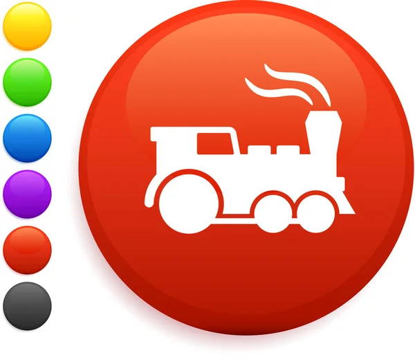 Train icon on round internet button — Stock Vector