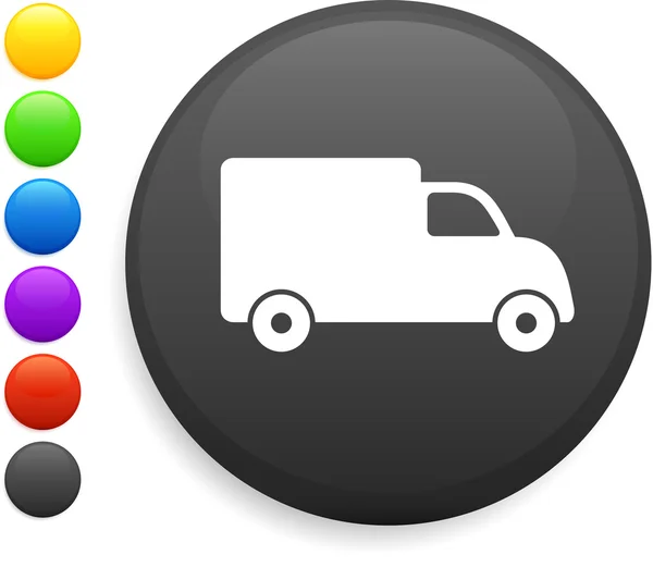 Lastbil ikonen på runda internet-knappen — Stock vektor