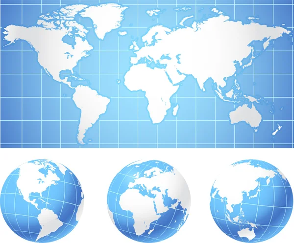 Globe Set avec World Mao — Image vectorielle