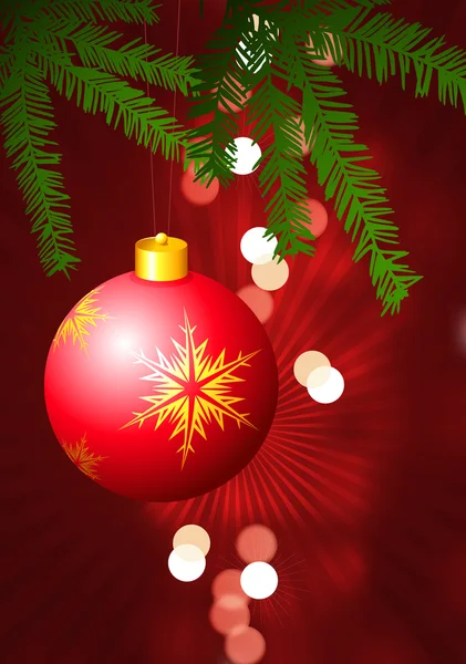 Sfondo vacanza con ornamento natalizio e albero — Vettoriale Stock