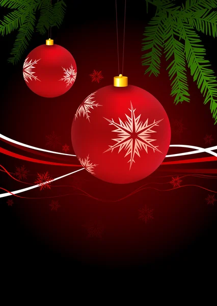 Fondo de vacaciones con adorno de Navidad y árbol — Vector de stock