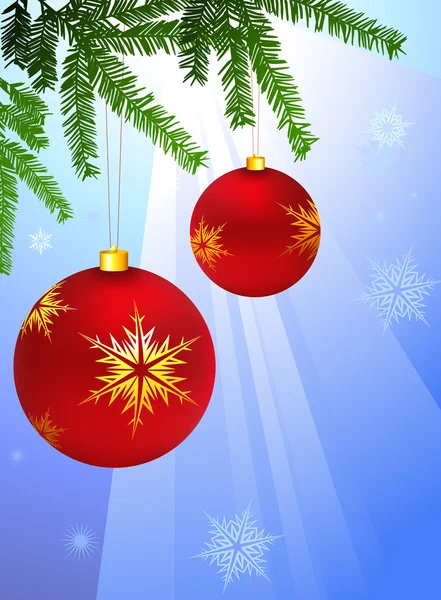Holiday bakgrund med jul prydnad och träd — Stock vektor