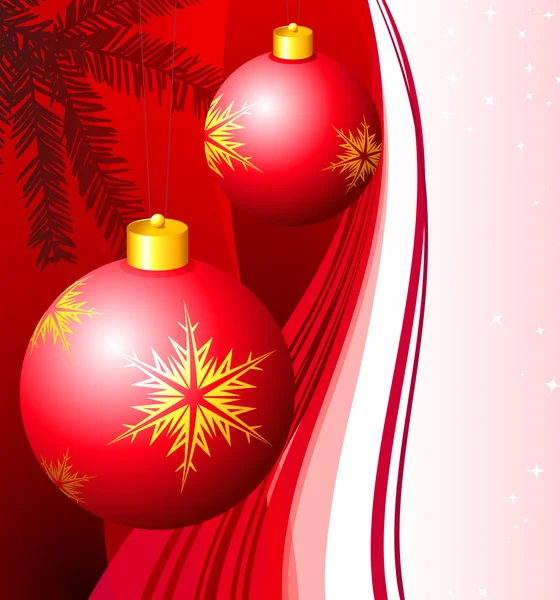 Fond de vacances avec Ornement de Noël et arbre — Image vectorielle