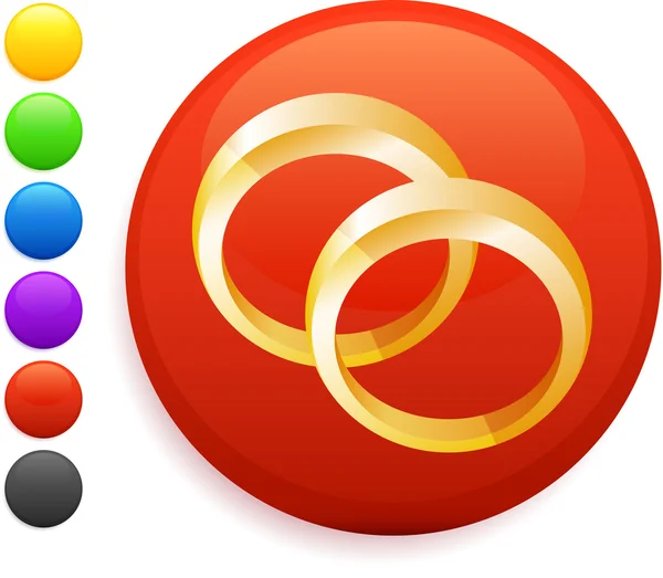 Icono de anillos de boda en el botón redondo de Internet — Vector de stock