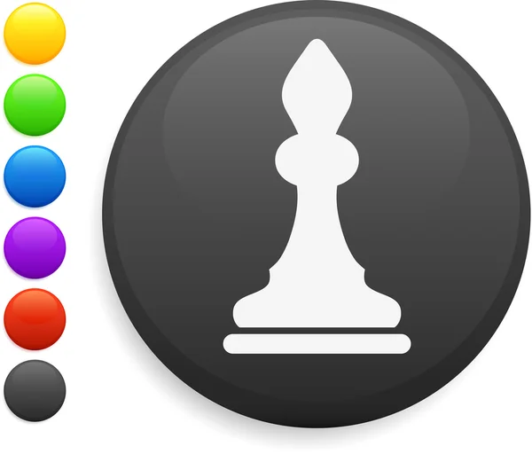 Biskup šachová figurka ikonu na kulaté tlačítko internet — Stockový vektor