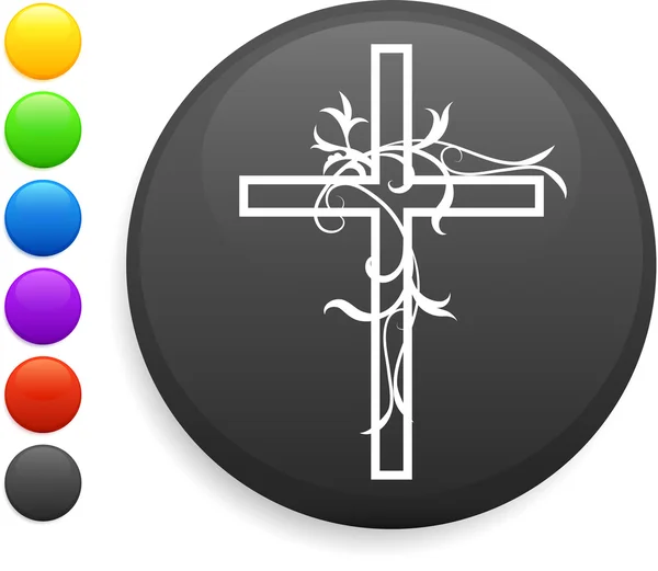 Icono de cruz en el botón redondo de Internet — Vector de stock