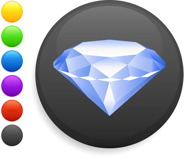 インターネットの丸いボタン上のダイヤモンド アイコン — ストックベクタ