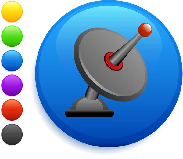 Satellite icon on round internet button — Stock Vector