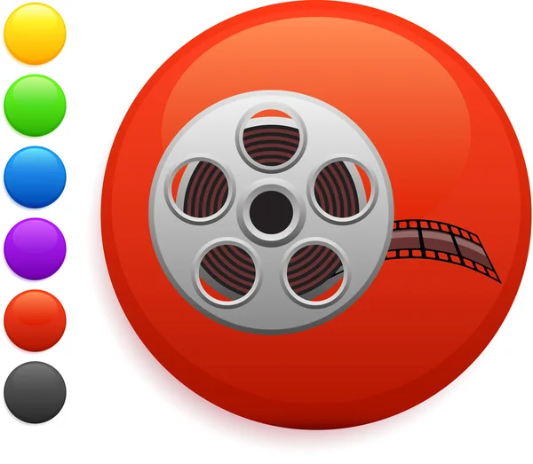 Film reel ikonen på runda internet-knappen — Stock vektor