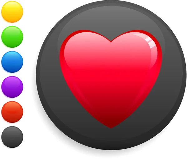 Icono del corazón en el botón redondo de Internet — Archivo Imágenes Vectoriales