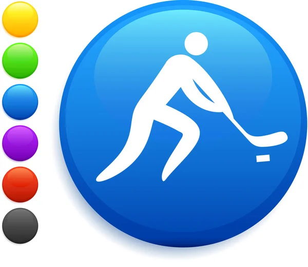 Hockey-Ikone auf rundem Internet-Knopf — Stockvektor