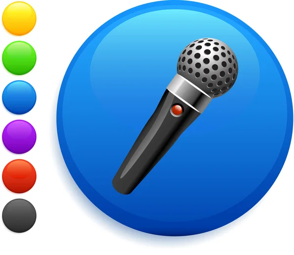 Mikrofon-ikonen på runda internet-knappen — Stock vektor