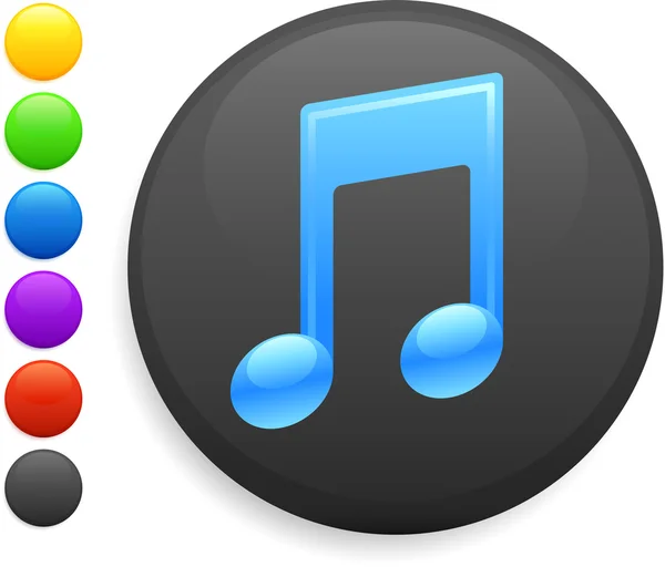 Icono de nota musical en el botón redondo de Internet — Vector de stock
