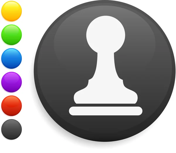Pěšec šachové kus ikona na kulaté tlačítko internet — Stockový vektor