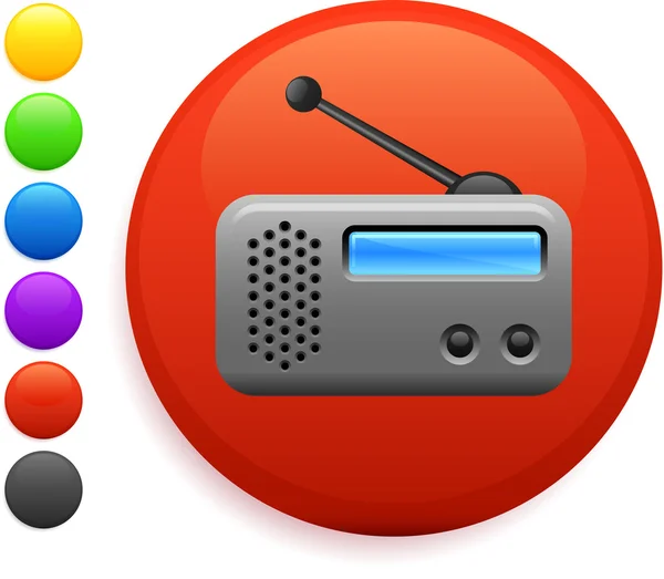 Radio icon on round internet button — Stock Vector